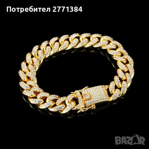 Златна хип-хоп гривна от Медицинско злато медицинска стомана . Изпращаме по Спиди или до Еконт , снимка 2 - Гривни - 42615041