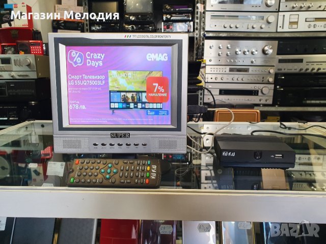 8" телевизор Super TFT LCD Digital Color Monitor/TV с декодер и антена. Работи на 12 и 220 волта. Де, снимка 1 - Телевизори - 42431464