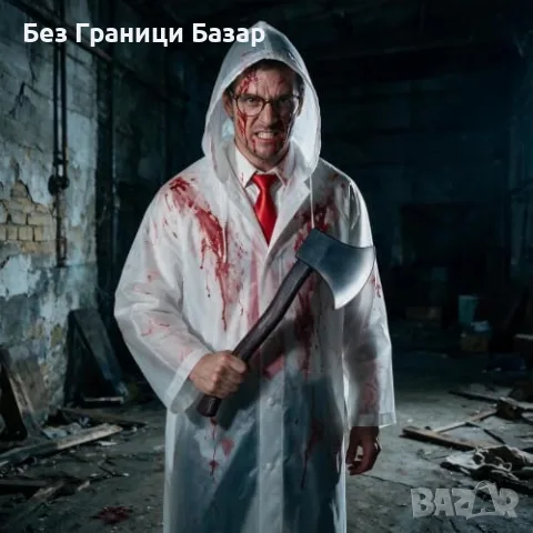 Нов Страшен мъжки Хелоуин костюм 6 части брадва изкуствена кръв косплей маскарад карнавал, снимка 5 - Други - 56130550