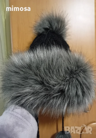 Зимна дамска шапка с изкуствен пух, снимка 7 - Шапки - 52886397