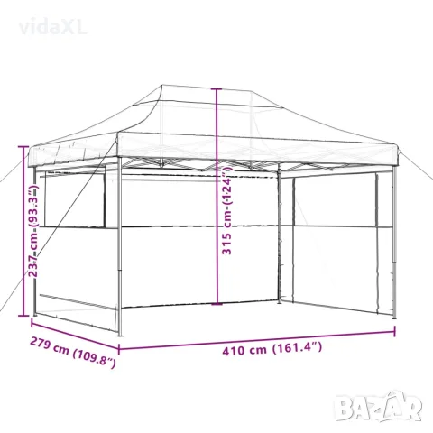 vidaXL Сгъваема парти шатра pop-up с 3 странични стени зелена, снимка 9 - Къмпинг мебели - 56147412