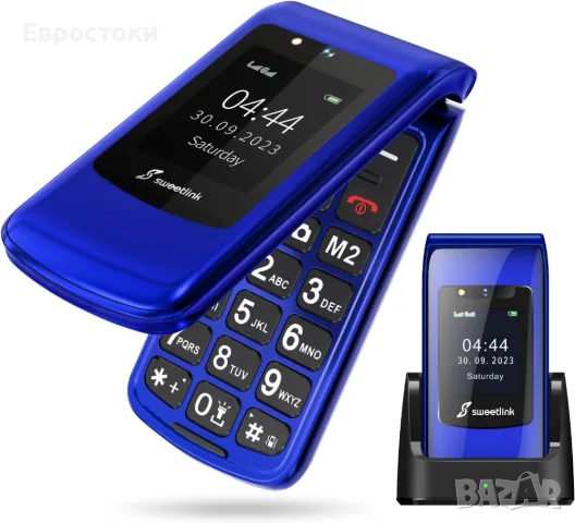 SweetLink F2PLUS мобилен сгъваем телефон за възрастни хора, с големи бутони, снимка 1