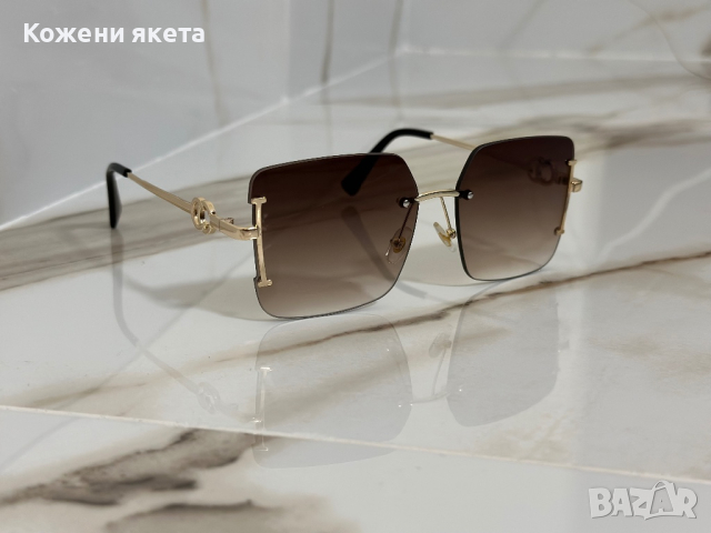 Слънчеви очила с кафеви стъкла и златни метални рамки, снимка 5 - Слънчеви и диоптрични очила - 44734871