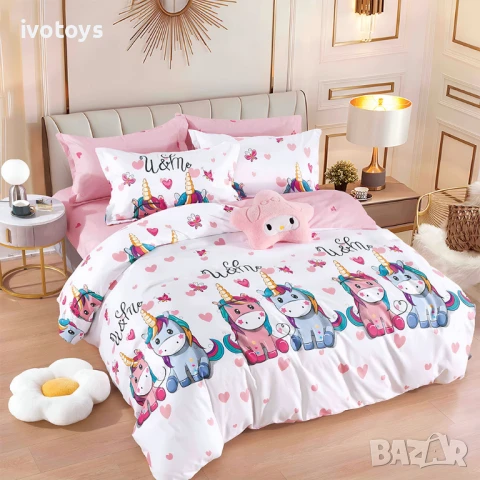 Двулицево спално бельо с ластик, 6 части - Модел WS17330, снимка 1