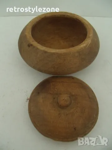 № 7988 стара дървена солница  - размер - височина 5 см , диаметър 7 см , снимка 5 - Други ценни предмети - 49802063