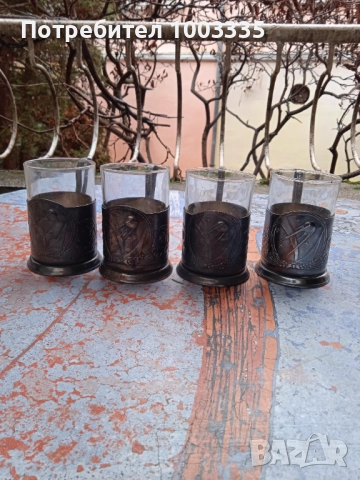 Редки посребрени подстакани Спутник 