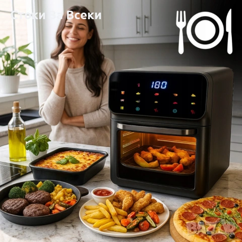 Еър Фрайър Фурна 2-в-1 XXL 8.5L с LED Тъч и 10 Програми