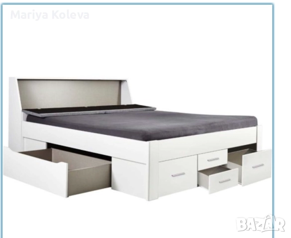 ПРОДАВАМ бяло легло с ракла и чекмеджета, снимка 3 - Спални и легла - 51782303