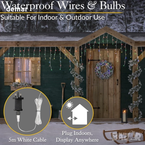 Коледни лампички CHRISTOW Висящи ледени висулки, 480 многоцветни светодиода, 15 м, снимка 4 - Декорация за дома - 51743593