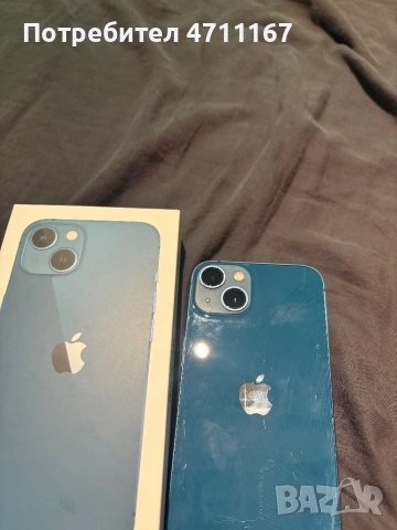 Iphone/айфон 13 128 гб син, леко спукан от задната страна , снимка 2 - Apple iPhone - 53126867