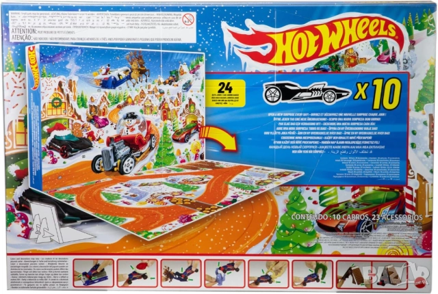 Коледен Календар Hot Wheels 10 коли Хот Уилс 14 аксесоара Адвент календар с изненади, снимка 6 - Други - 52626186