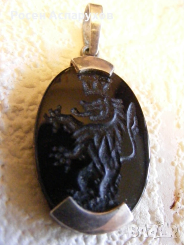 Сребърен Медальон Гема Оникс, снимка 4 - Колиета, медальони, синджири - 53666322
