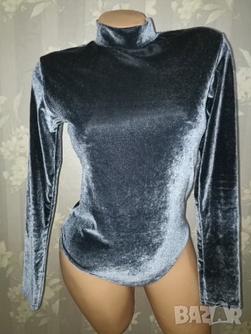 Италианско еластично боди бикина от еластично гладко сиво кадифе S, снимка 2 - Бельо - 42412368