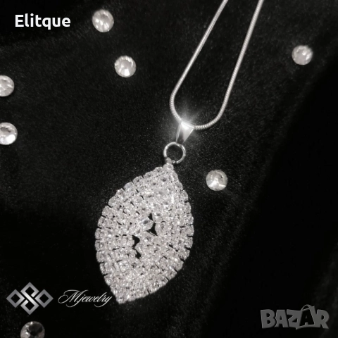 КОМПЛЕКТ AURORA / Лускозен дамски комплект бижута с кристали от 3 части – “Aurora” – колие, обеци , снимка 3 - Бижутерийни комплекти - 52905722