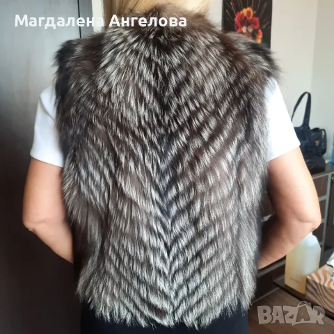 Кафяв елек естествен косъм, снимка 4 - Елеци - 47743931