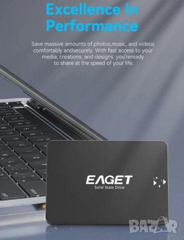 EAGET SSD 120GB SATAIII 6Gb/s 2.5" SATA R530/WR500 3D TLC Nand Flash NVME SMI TRIM NCQ S.M.A.R.T HDD, снимка 5 - Твърди дискове - 53507073