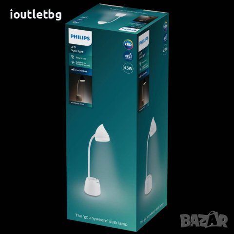 Philips Настолна лампа с батерии LED топла/студена светлина 4.5W, снимка 4 - Настолни лампи - 40431643