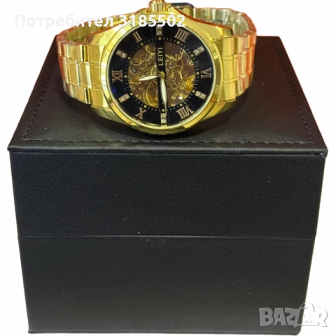 Луксозен и елегантен мъжки златист часовник LEIYI