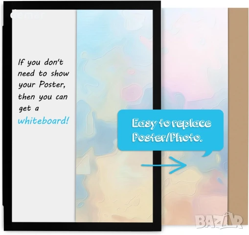 Okydoky Затворена бяла дъска с дървена рамка (MMB-3040), снимка 2 - Други стоки за дома - 51166266