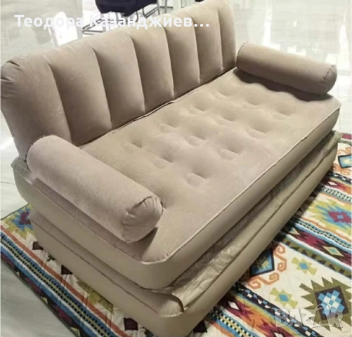 Двоен надуваем матрак с разтегателен диван за спане, снимка 3 - Дивани и мека мебел - 53088020