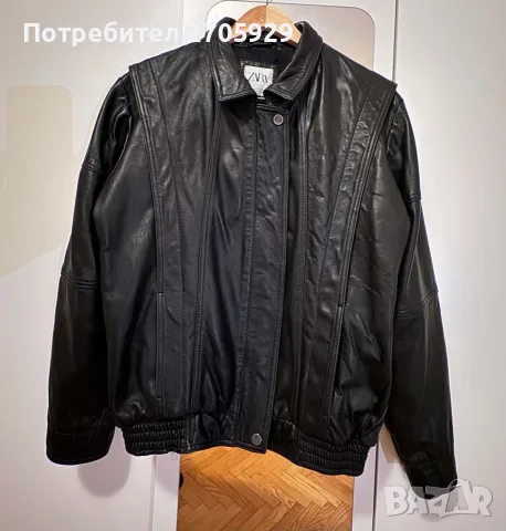 Zara бомбър яке от 100% естествена кожа, размер S/M, снимка 9 - Якета - 56251526