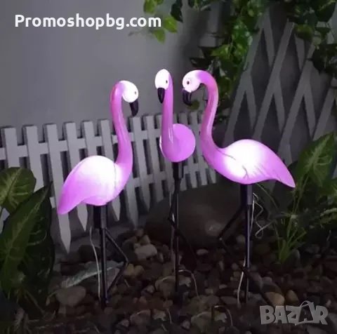 Соларна градинска лампа фламинго - Комплект от 3 бр фламинга, снимка 1 - Соларни лампи - 40529794