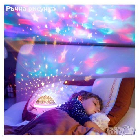 Нощна лампа - проектор на звездното небе различни цветове