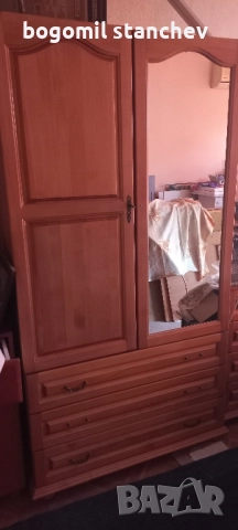 Гардероб масив дъб с 3 чекмеджета, снимка 4 - Гардероби - 51536448