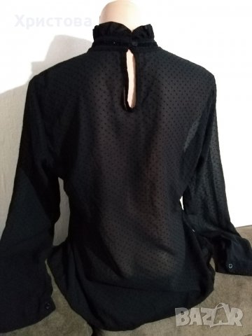 Елегантна черна блуза, L/XL, снимка 3 - Блузи с дълъг ръкав и пуловери - 39032326