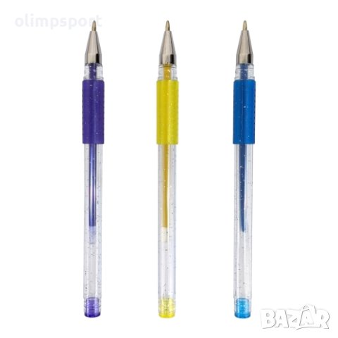 Химикали, Гел с брокат, Комплект 10 цвята. Химикалите са с метален връх 0.4 мм, прозрачен корпус , снимка 2 - Ученически пособия, канцеларски материали - 41556855