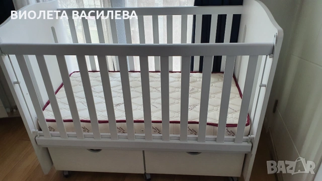 Бебешка кошара от МДФ Felicio + матрак Pierre Cardin, снимка 2 - Кошарки - 53140919