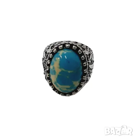 Пръстен с тюркоаз, снимка 2 - Пръстени - 48690055