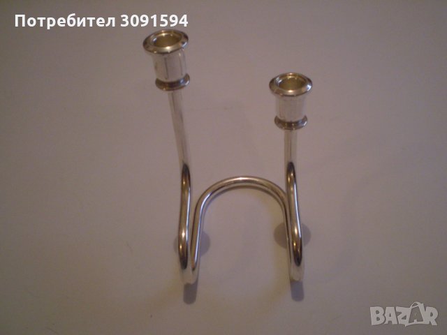 Посребрен двоен свещник, снимка 8 - Други - 34581152