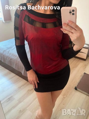Черно-червена туника/рокля, М размер, снимка 3 - Туники - 35985363