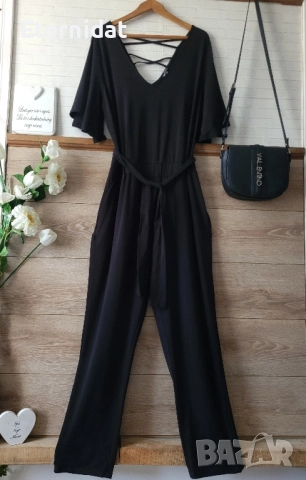 Черен гащеризон с коланче , снимка 3 - Гащеризони - 51839880