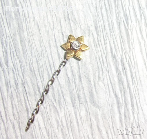 18к златна игла с брилянт, брошка, снимка 1