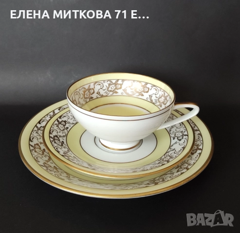 Един неустоим троен сет за чай/дълго кафе от фин прозирен порцелан, снимка 2 - Сервизи - 52542261