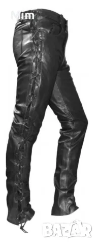 GENUINE Leather L Черен моторджийски панталон от естествена кожа 