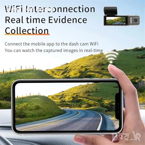 DazulI автомобилна камера 3.16 инча с двоен обектив, Wifi, HD 1080P, GPS , снимка 2 - Аксесоари и консумативи - 51664835