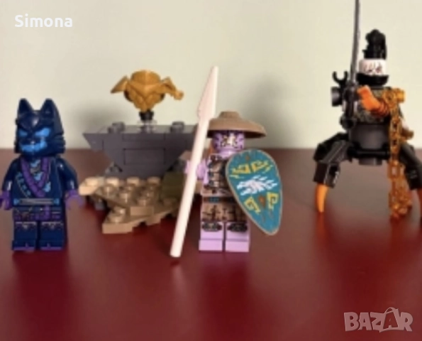 3 фигурки lego Ninjago and base with armour