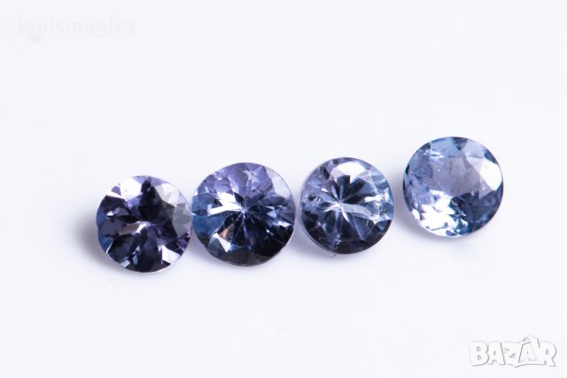 4 броя танзанит 0.79ct 3.3mm кръгла шлифовка №6