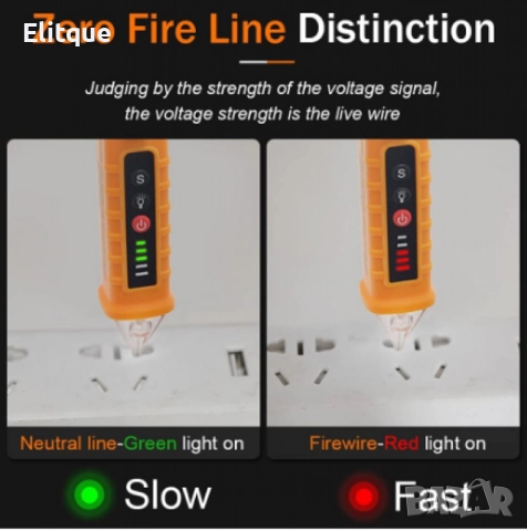 Детектор за напрежение, Безконтактен, AC 12-1000V, Жълт, снимка 5 - Друга електроника - 52832143