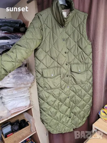 дълго зелено яке+ грейка, 2 в 1- М размер., снимка 3 - Якета - 47836548