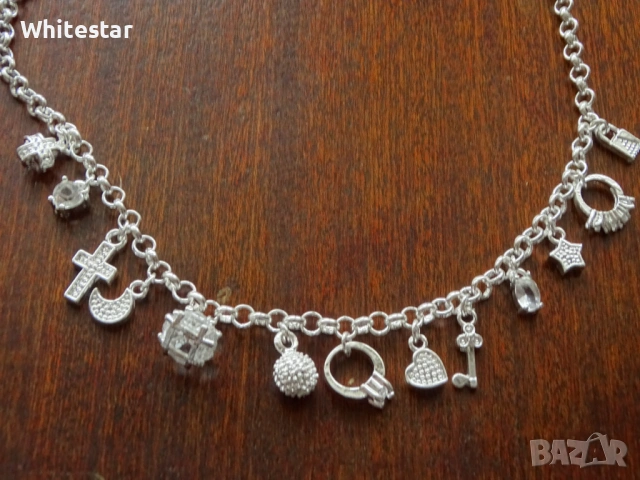 Посребрено дамско колие, снимка 2 - Гривни - 53623032