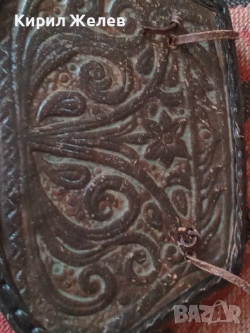 Стара дамска кожена чантичка ръчна маисторска изработка с красиви флорални орнаменти 38777, снимка 7 - Колекции - 41696825