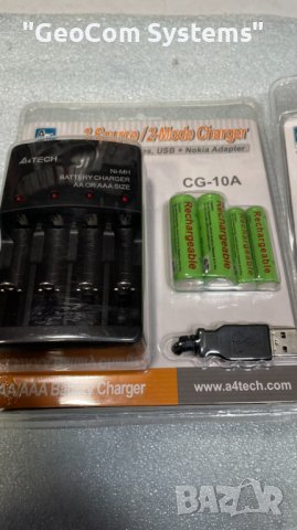 A4 CG-10A USB ЗАРЯДНО ЗА БАТЕРИИ + 2xAA, 2xAAA R03 БАТЕРИИ, снимка 2 - Батерии, зарядни - 40036372