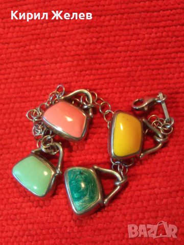 IRIS 925 МАРКОВА ЕМАЙЛИРАНА СРЕБЪРНА ВИНТИДЖ АРТ ГРИВНА СРЕБРО 925 ЮВЕЛИРНА РЪЧНА ИЗРАБОТКА 38737, снимка 17 - Гривни - 41741316