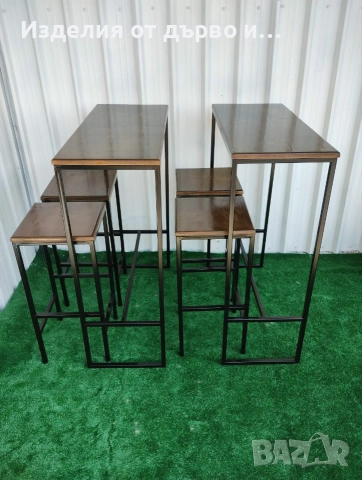 Маси и столове за хранене от дърво масив и метал цялостно заварен за дом градина бар ресторант 