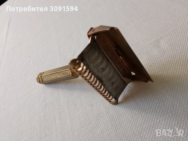 1912г  БЕЗОПАСНА САМОБРЪСНАЧКА С ЕДНО ОСТРИЕ И ДРЪЖКА В СТИЛ АРТ ДЕКО, снимка 2 - Други ценни предмети - 41611113