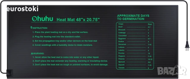 Ohuhu нагревателни подложки за разсад за растения, 25 x 52см, 21W, сертифицирана по MET IP67, снимка 3 - Градинска техника - 51344506